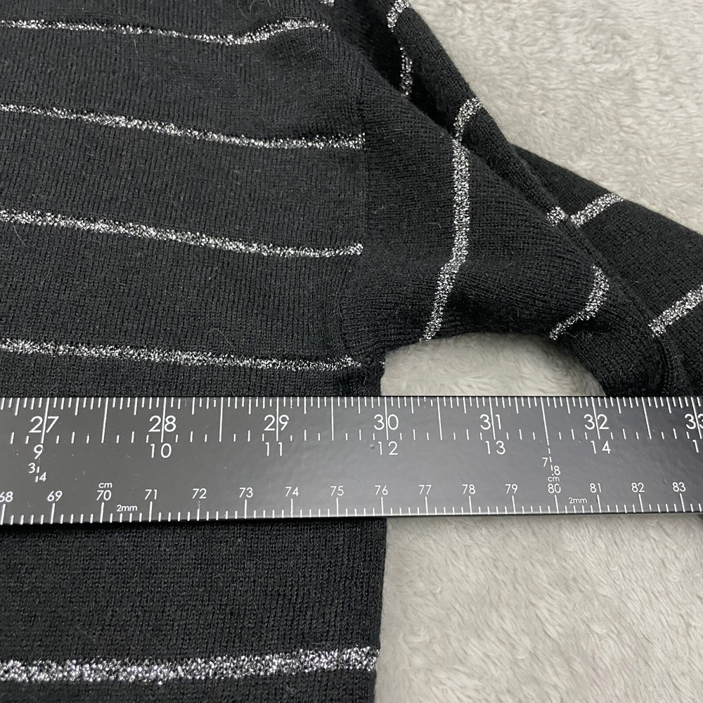 J. Jill Wool Blend Tunic Top Women L Black Silver Striped Angora 3/4 Sleeve Boxy - Picture 15 of 16